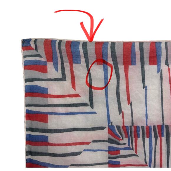 Givenchy Vintage Red White Blue Geometric Cotton Handkerchief Pocket Square 14” - Picture 5 of 6